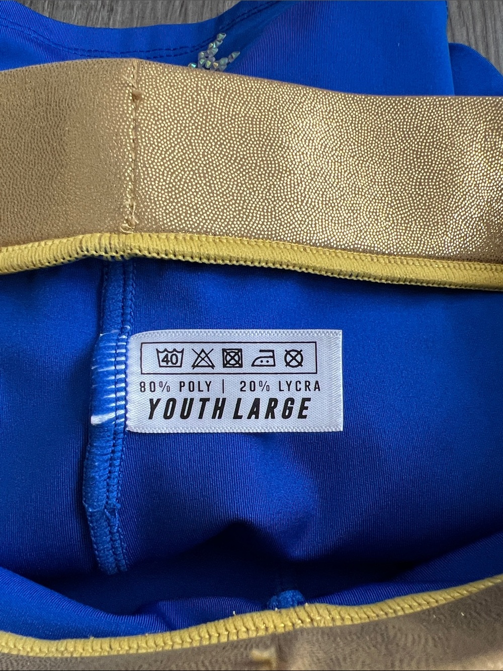 Cheer Athletics gold and royal blue skort with rhinestone stars size Youth L - Picture 10 of 16